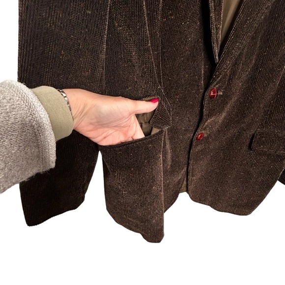 Boston Clipper Vtg Brown Mottled Soft Corduroy Two-Button Blazer Sz 44L - Picture 6 of 11